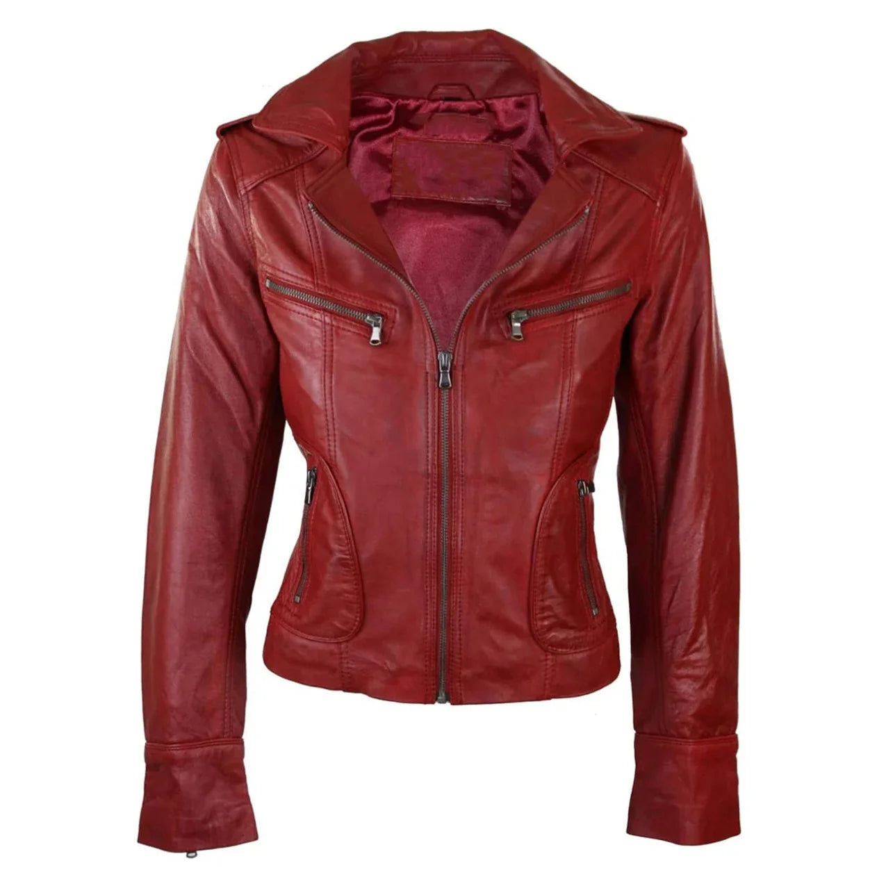 Wholesale 2026 Women's Original Black Leather Jacket 100%High Quality Low MOQ Plus-Size Winter Heated Fashion Leather Jackets