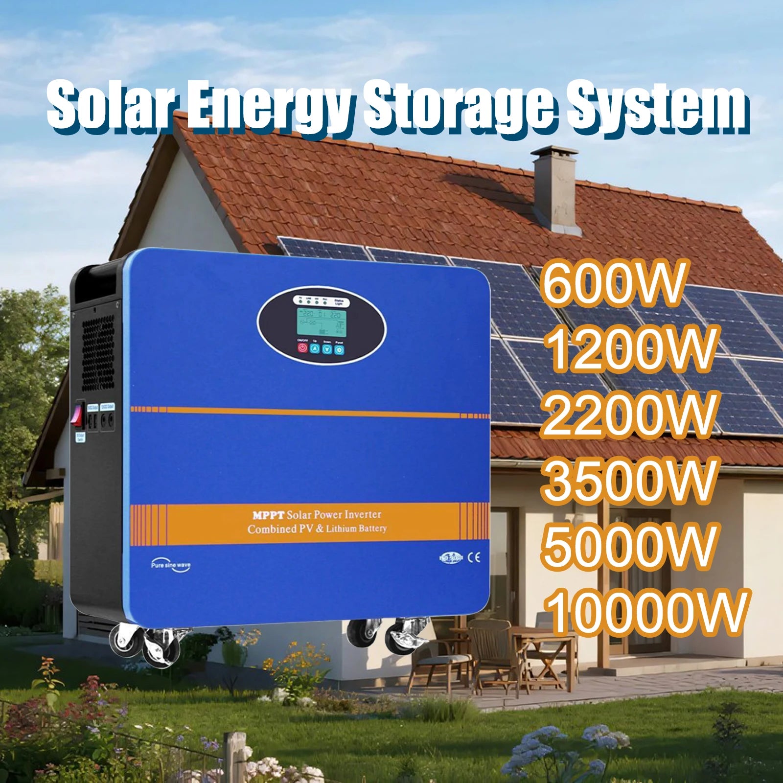 Factory Made All in One Solar Power 2200W 25.6V 100Ah LiFePO4 Battery Pure Sine Wave Inverter Emergency Power Supply