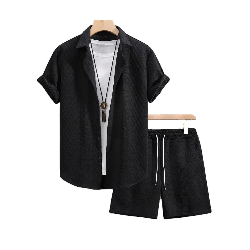 Bangladesh China Factory Price Custom Logo Embroidery Men's Summer Casual Streetwear Polo Shirt and Shorts Set MegaBDM