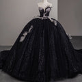 Jancember SFY49 Unique Black Glitter Sweetheart Evening Women's Puffy Dresses MegaBDM