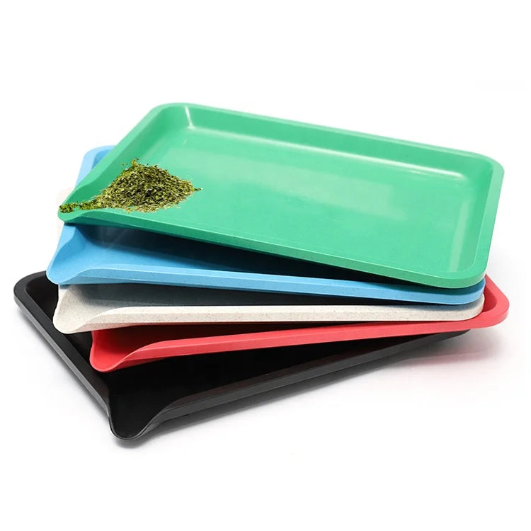 Wholesale 20*14.5cm Biodegradable Plastic Straight Type Rolling Tray Silk Screen Printed Custom Logo 12/Pack Smoking Pipes