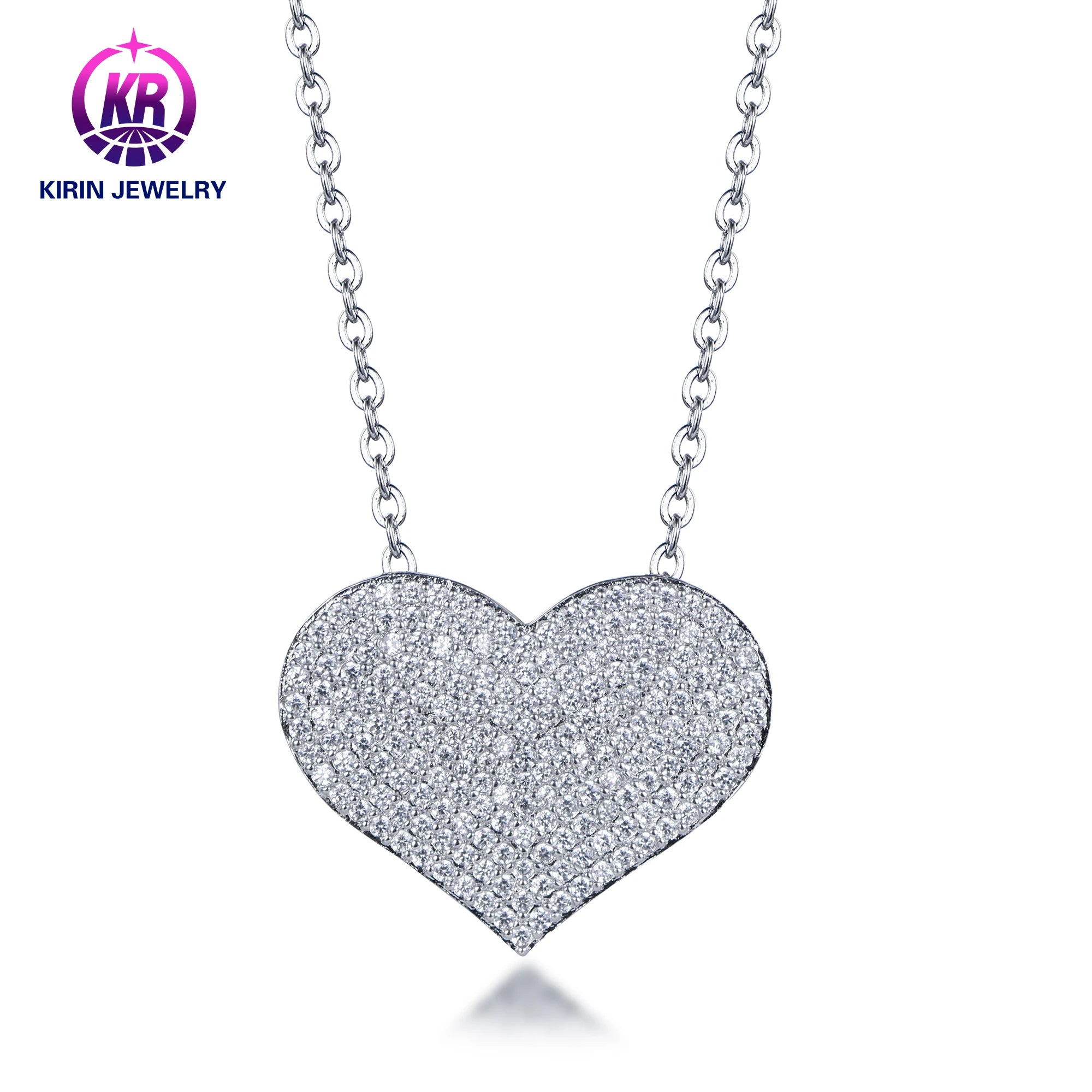 925 Sterling Silver Infinity Love Heart Pendant Necklace 3A White Cubic Zirconia Jewelry Gifts Necklace for Women
