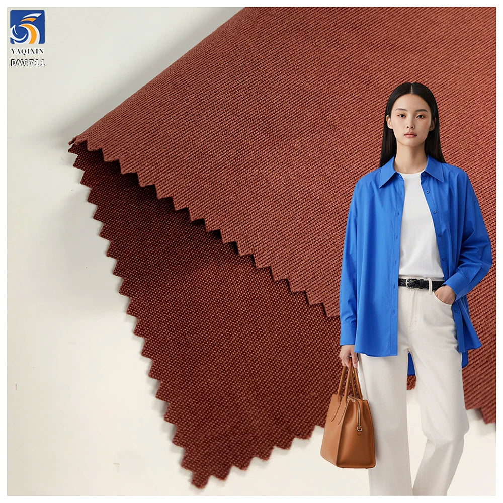 DV6711 Competitive Price 160gsm Breathable Sand-Washed 100% Polyester Dark Red Twill Fabric for Yamamoto Pant Shirts