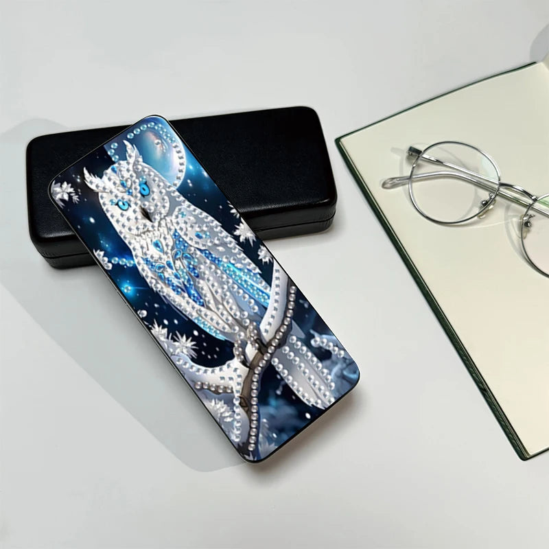 Diamond Painting Glasses Storage Box Handmade DIY Sunglasses Storage Box Pu Leather Cold Night Snow Eagle Diamond Glasses Box