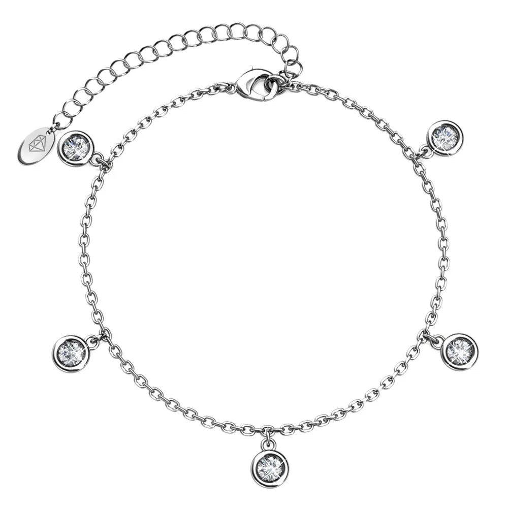 GRA Moissanite  925 Sterling Silver Simple Round Stone Adjustable Chain Bracelet Fine Jewelry for Women Destiny Jewellery