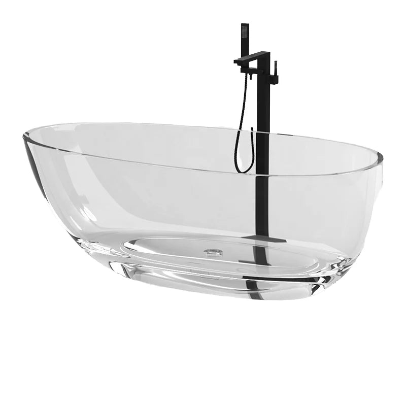 Transparent Solid Surface Resin Modern Freestanding Soaking Bath Tub Smoky Black Egg-Shaped Eco-Friendly 5 Year Warranty