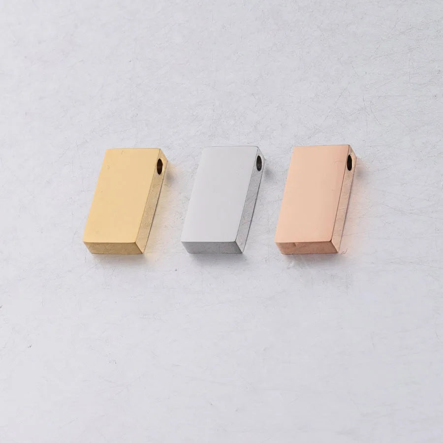 8x15mm DIY Custom Jewelry Findings Accessories Making Blank Stainless Steel Rectangle Pendant Charm Spacer for Necklace Bracelet MegaBDM