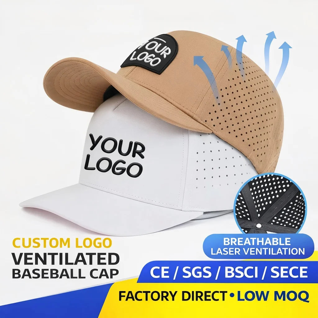Customized PVC Baseball Cap Duck Tongue Silicone Stamp Drop Logo Breathable Waterproof Laser Hole Quick-Drying Embroidery Sports MegaBDM