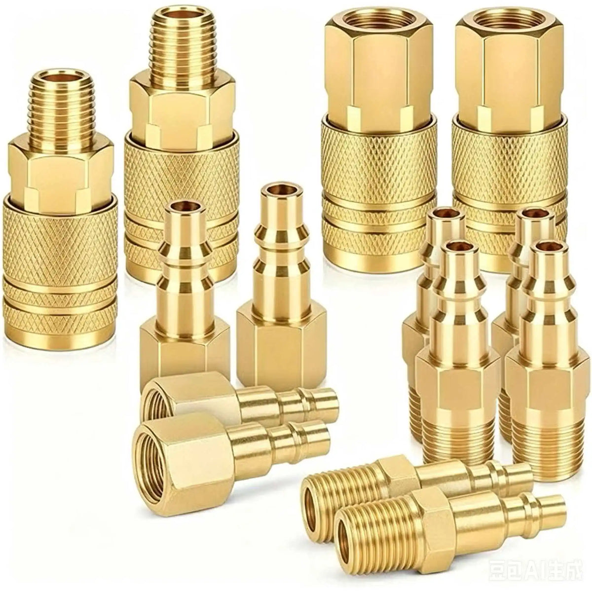 14 Pcs Brass Air Hose Fittings 1/4 Inch NPT Air Tool & Compressor Quick Connect MegaBDM