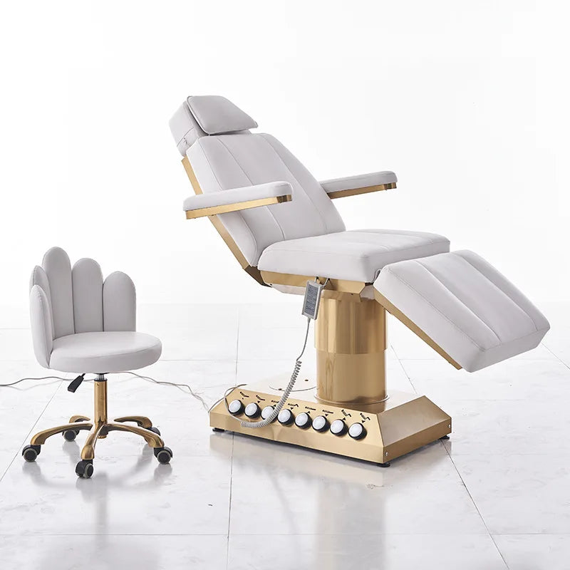 Modern Beauty Salon Eyelash Bed Electric Lift Mechanism PU 4 Motors Stainless Steel Armrest Portable for Salon Treatment Rooms MegaBDM