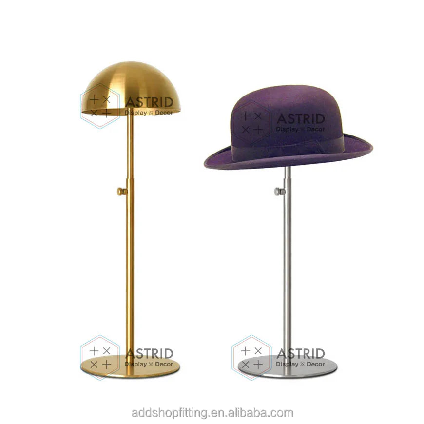 Astrid Modern Stainless Steel Adjustable Cap Rack Portable and Detachable Hat Display Holder for Shop Rotating Feature