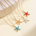 QIKU Wholesale 18K Enamel Starfish Pendant Necklace Dainty Minimalist Sea Animal Ocean Series Pendant Jewelry for Woman Man