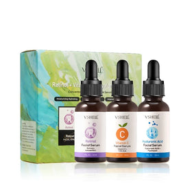 Skincare Serum Set 30ML 3-Pack Ampoule Hyaluronic Acid Vitamin C Anti-Aging Whitening Body Face Elixir for Hydrating Brighten