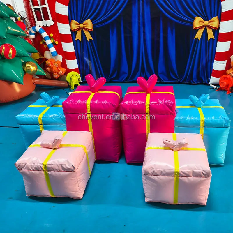 OEM Christmas Gift Box Decoration Giant Inflatable Gift Box Christmas Decorations