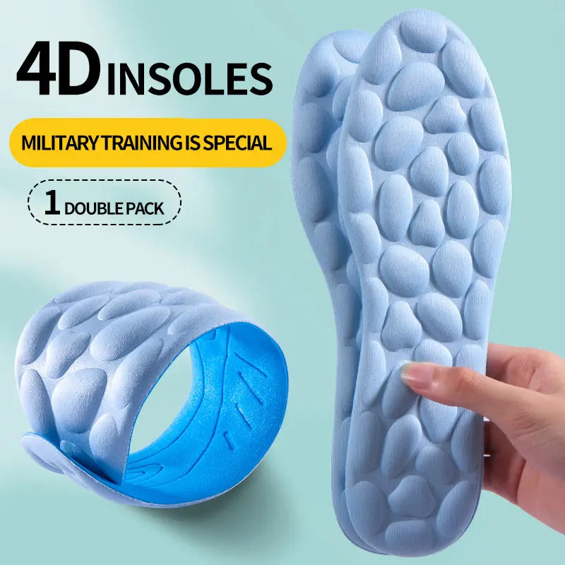 4D Cloud Technology Sports Insoles for Shoes PU Sole Soft Breathable Shock Absorption Cushion Running Orthopedic Care Insoles - Blue / EU45-46 MegaBDM