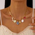 European-American Style Imitation Pearl Beads Heart Pendant Necklace Copper Alloy Silver Plated Link for Women Party Occasion MegaBDM