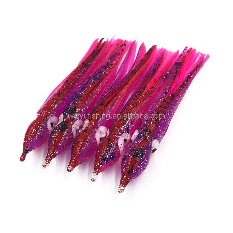 Weiyu Cheap 100mm Hoochie Squid Soft Octopus Skirts Lure for Ocean Boat Sea Fishing Float Fishing PVC Material No Hooks