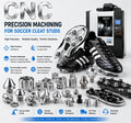 CNC Machined Metal Soccer Cleat Studs Screw-in Football Shoe Spikes M6 Thread Titanium Aluminum Steel Custom Replacement OEM MegaBDM