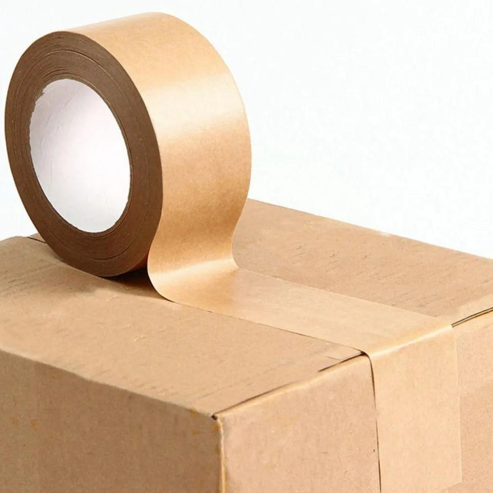 Jastom Brown Kraft Paper Tape Pressure Sensitive Acrylic Single Sided Waterproof Carton Sealing Packing Tape Customizable Width