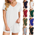 High Quality Knitted Cotton O-Neck Short Sleeve T-Shirt Shorts for Women Custom Pattern Letter Printed for Summer Autumns