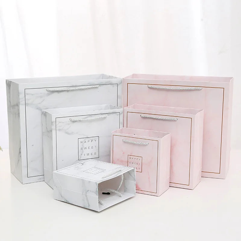 Ins Style Marble Pattern Gift Bags Wedding Favor Bags Fashion Clothing Paper Bags