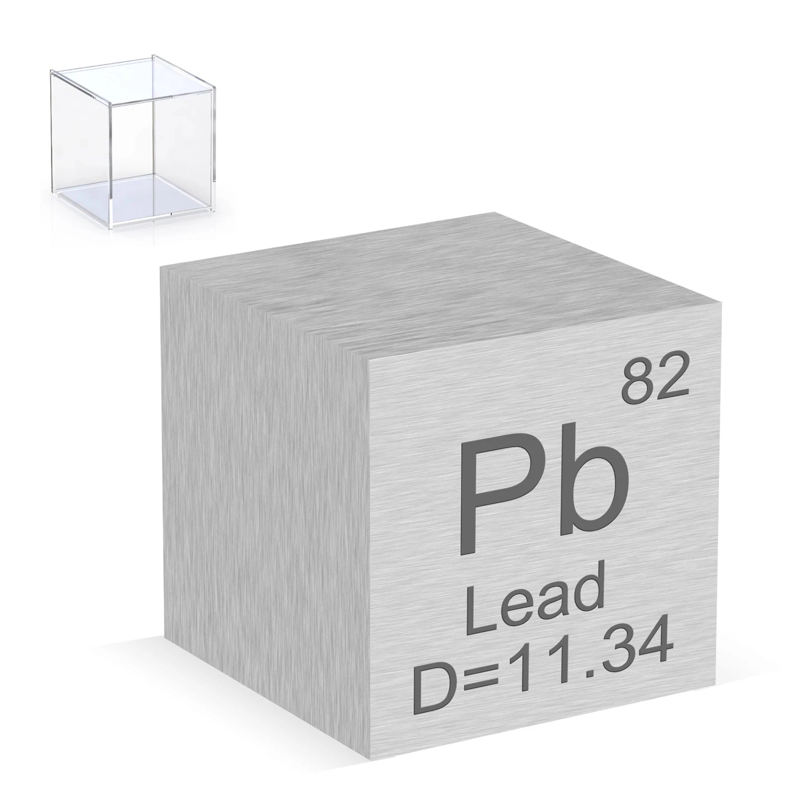 Lead Cube 0.39'' 99.99% High Purity Metal Density Element Cube for Elemental Collection Experiment Materials with Acrylic Case