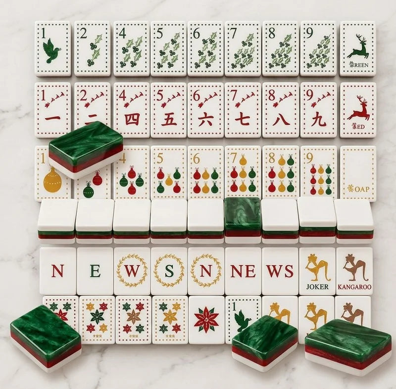 Luxury Emerald Green American Mahjong Set 4-Layer Tiles Party Table Game 4-Player Perfect Christmas Gift MegaBDM