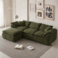 Large Comfortable L Shaped Sofa Bed 3 Seater Cloud Sectional Sofa Chenille Fabric Deep Seat Modular Couch with Chaise MegaBDM
