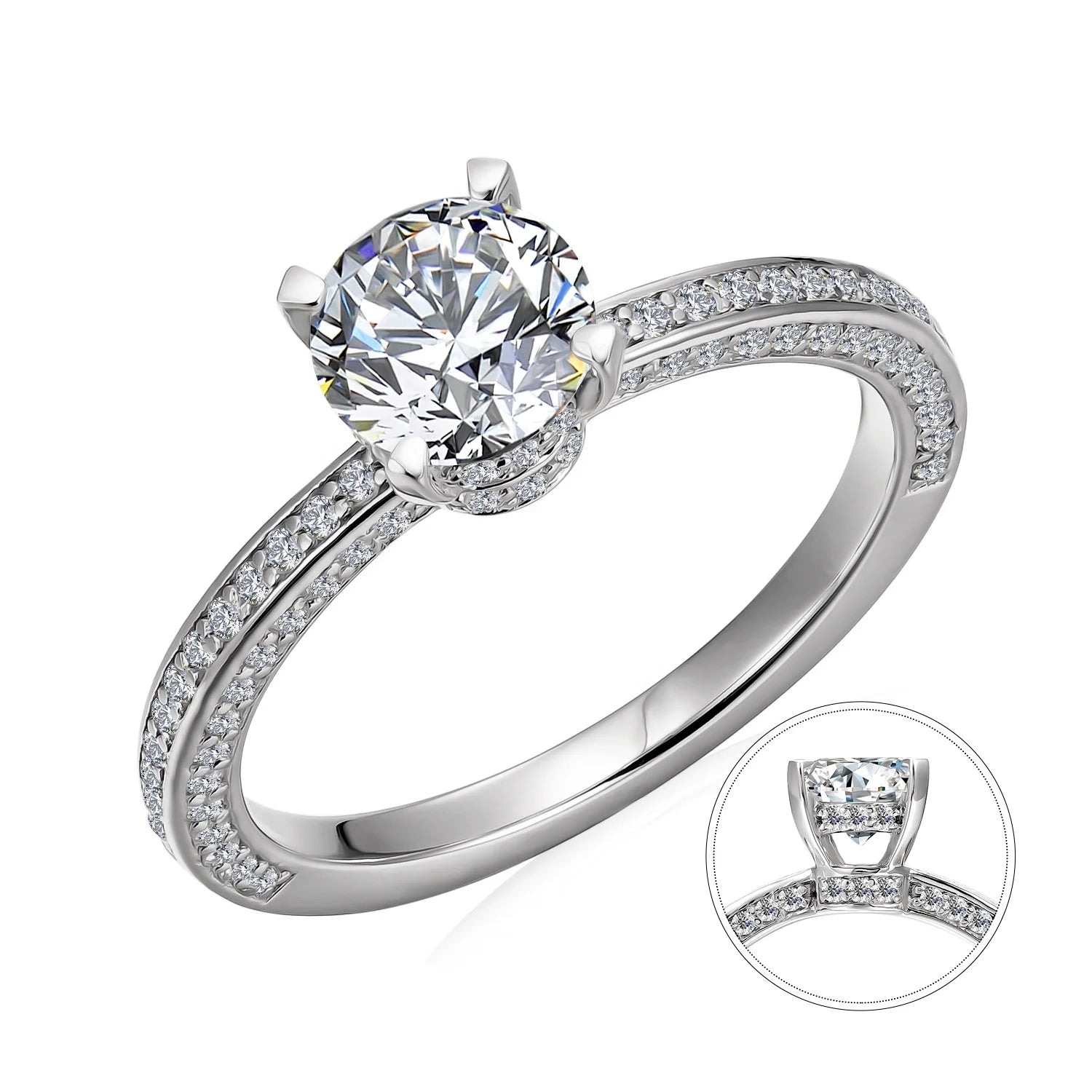 2 Carat GRA Certified Moissanite 925 Sterling Silver Crown Set Engagement Ring Unique Jewelry for Women Destiny Jewellery