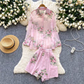 Summer Casual 2 Piece Set for Women Top And High Waist Shorts Set American Clothing Wholesale