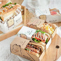 Eco-Friendly Fast Food Catering Paper Box Food Grade Crepe Sandwich Slide Tray for Sushi Bakery for Cookies Custom Embossing Opt