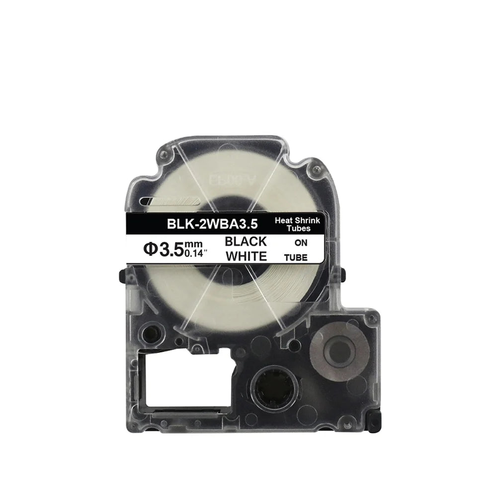 Tatrix LK 4WBA3 BLK 2WBA3.5 BU3.5W  Heat Shrink Tube Label Tape Black on White Compatible for Epson & King Jim Label Printer