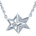 Adjustable-length Double-layered Star-shaped 925 Silver Gemstone-encrusted Necklace.gold Suppliers