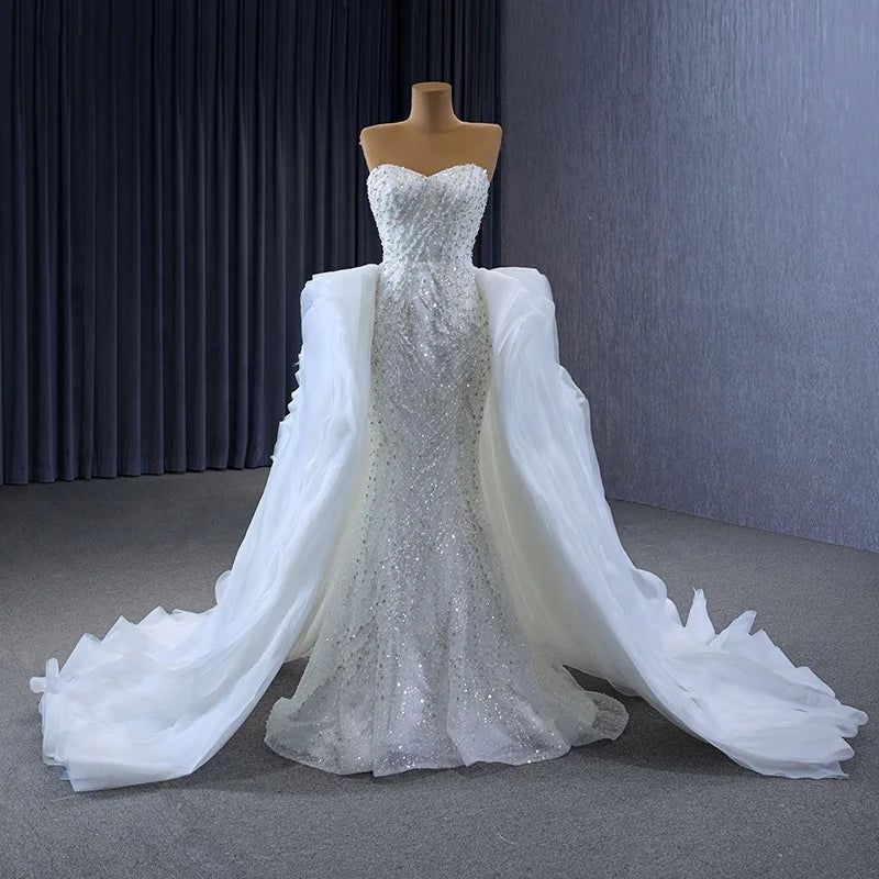 Jancember 222233 Luxury Sweetheart Sequins Beaded Mermaid Wedding Dresses With Train