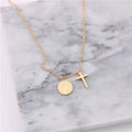 Women Jewelry 18k Gold Plated Cross Dainty Coin Pendant Choker Necklace Stainless Steel Jewelry Wholesale