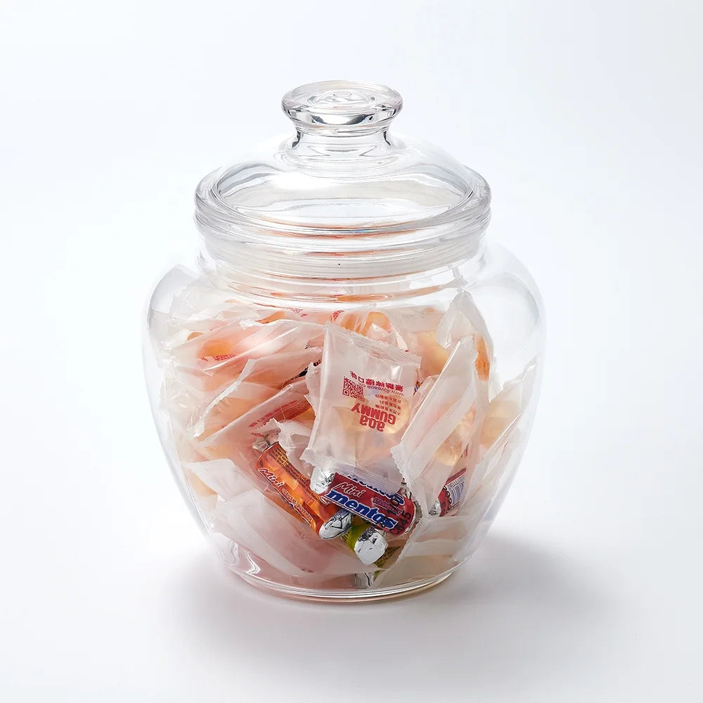 Kwang Hsieh Premium Clear Plastic Candy Jar Lid with Silicone Sealing Strip Freshness Preservation Vintage Kitchen Storage Box