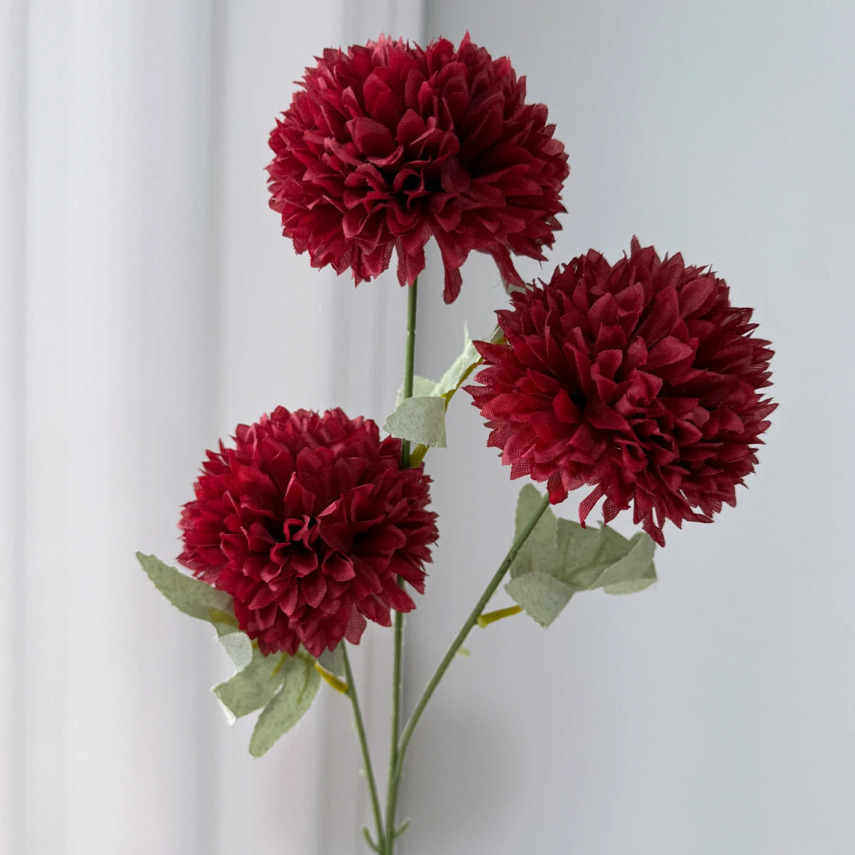 SSS 3-HeadS Silk Chrysanthemum Artificial Flower Single Acanthosphere Dandelion Wedding Thanksgiving Home Living Room Decoration MegaBDM