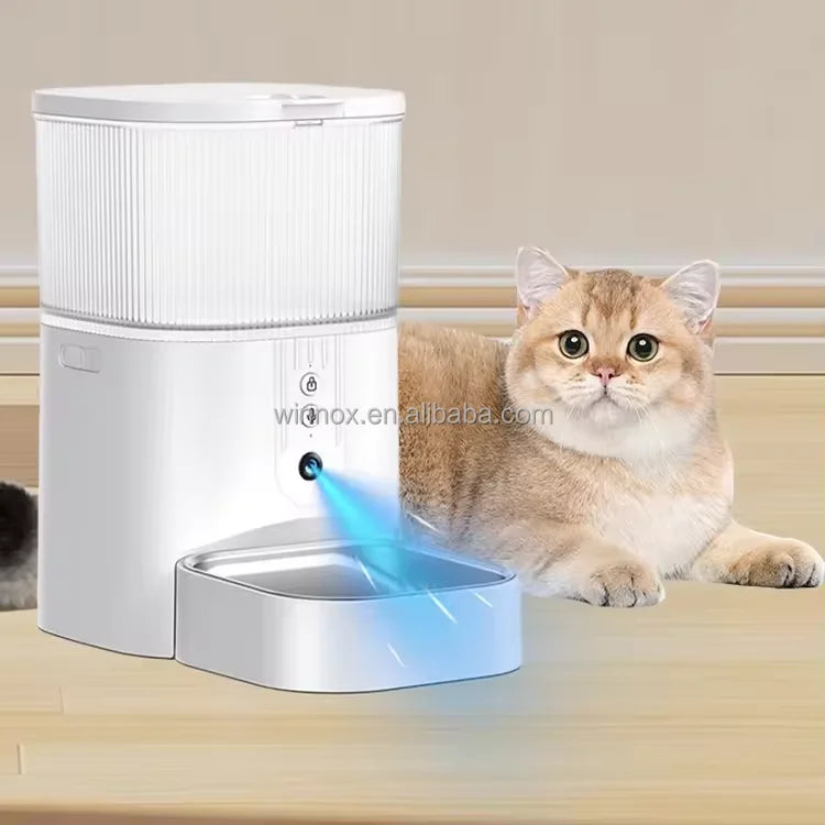 3L Capacity  Stainless Steel  Automatic Food Dispenser Smart Pet Feeder with Camera Timer and App Control for Cat and Dog Bowl