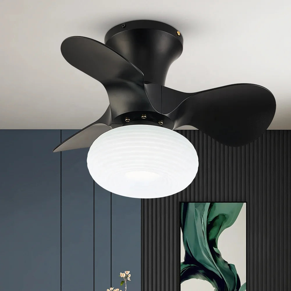 Flush Mount Ceiling Fan with Light  Bedroom Study Room  Decorative Ceiling Light