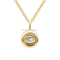 18k Solid Gold Dancing Diamond Pendant Trendy Classic Designed Round Bezel Diamond 18K Real Gold Necklace
