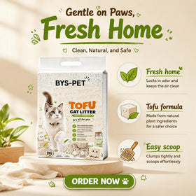 Retail-Ready Tofu Cat Litter 2KG BYS-PET Bagged Cat Litter for Quality-Focused Pet Supply Buyers and Retailers