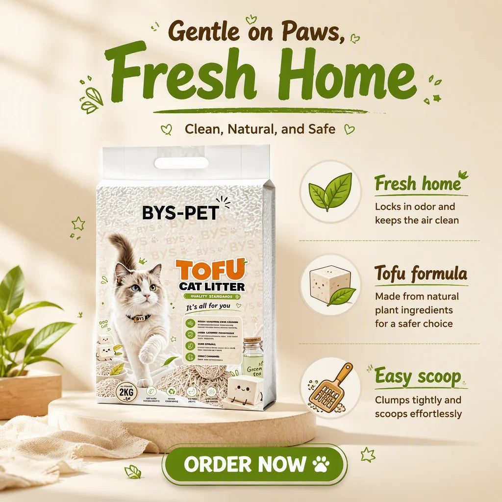 Retail-Ready Tofu Cat Litter 2KG BYS-PET Bagged Cat Litter for Quality-Focused Pet Supply Buyers and Retailers MegaBDM