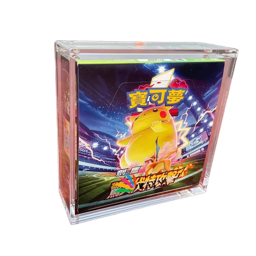 Premium Modern 5mm Acrylic Display Rack for Pokemon Cards Japanese Booster Box Magnetic Lids for Protector Case for
