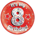 Holographic Glitz Birthday Button Badge 58mm Custom Age Number It's My Birthday Button Pin Back for Kids Party Favor MegaBDM