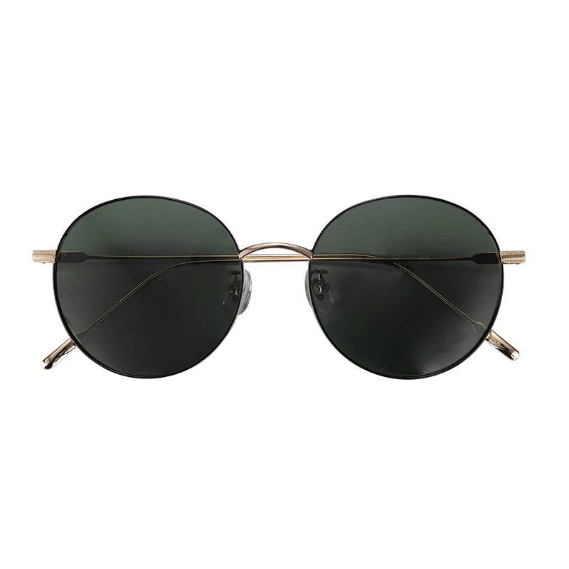 Classic Round Gold Polarized Custom Logo Titanium Sunglasses Unisex UV400 Protection for Casual Use