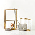 Modern Polished Stainless Steel Metal Cube Customized for Simple High Heels Shoes Bags Display Stand for Retail Shoe Store