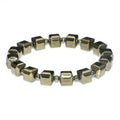 New Fashion Natural Hematite Square Cubic Pyrite Color Plating Beaded Bracelet for Men Women