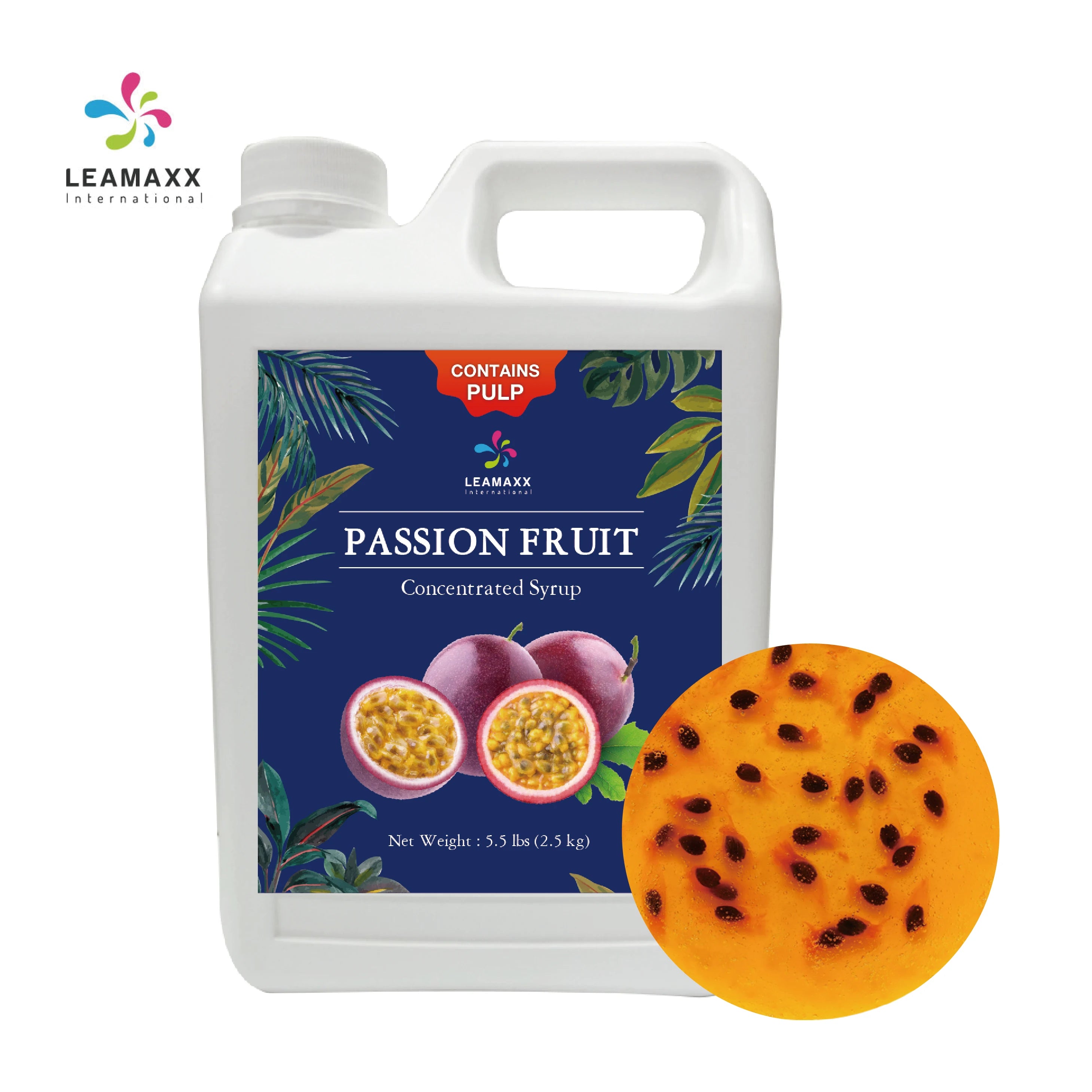 2026 Leamaxx Premium Passion Fruit Syrup Concentrated Liquid 5kg Bottle Taiwan Ready Drink for Bubble Milk Tea