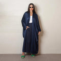 Abaya Femmes Robe Musulmane V-neck Long Sleeve Solid Color Material Traditional Muslim Clothing&Accessories