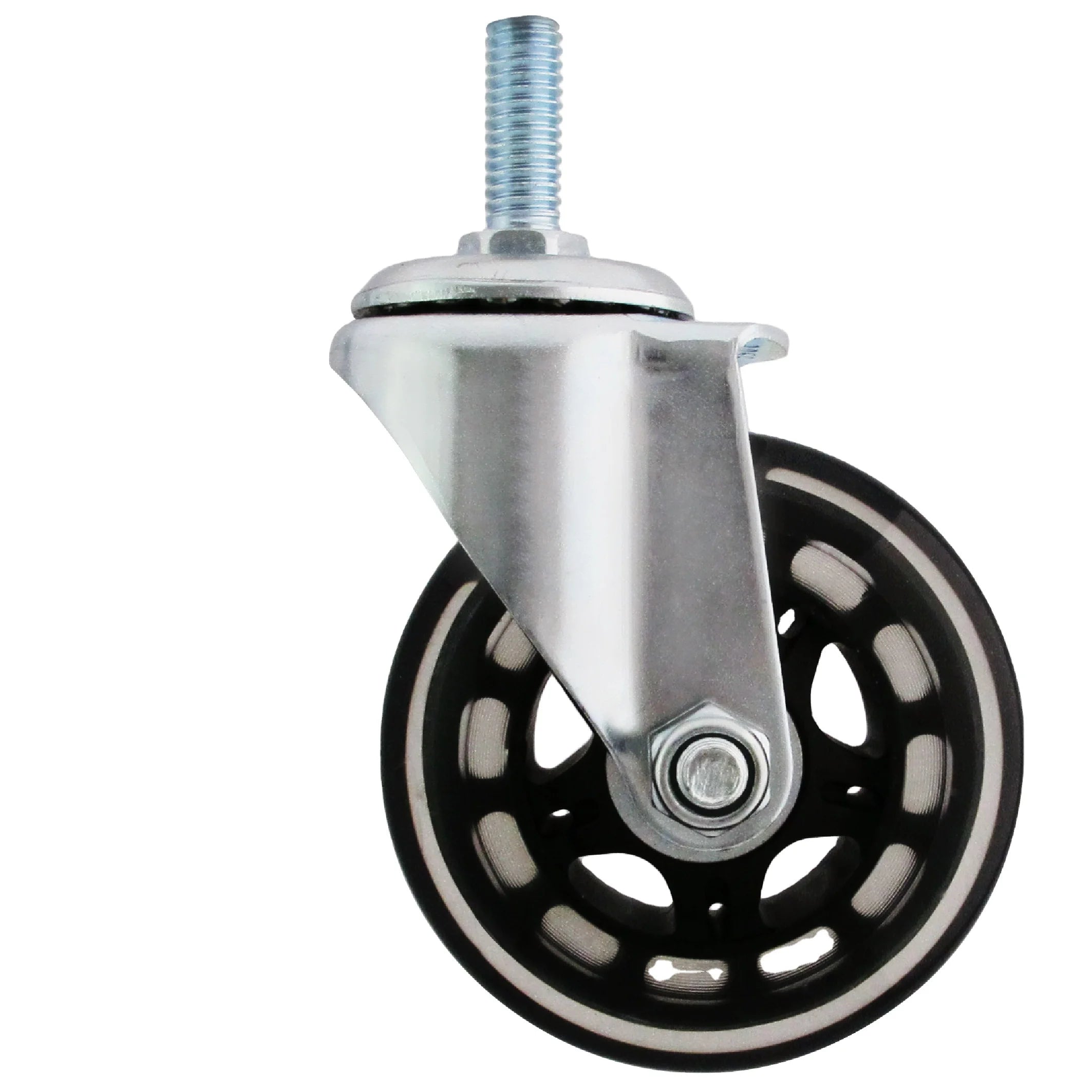 3 Inch PU Caster Wheel with 3/8" Threaded Stem Swivel Rollerblade Style Castors for Display Stand and shelving
